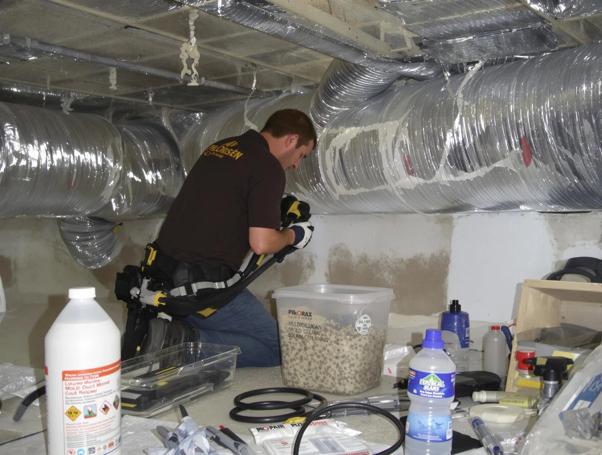 Heber Air Duct Cleaning specialist performing professional mold removal from air ducts in Heber