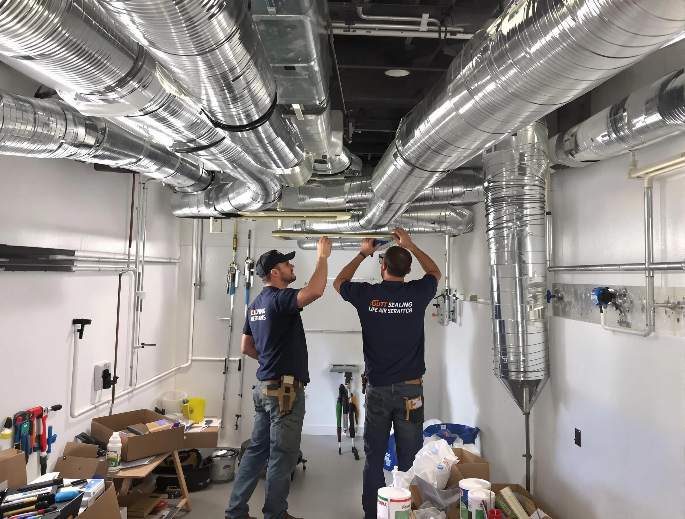 Heber Air Duct Cleaning technician applying professional duct sealing solutions in Heber