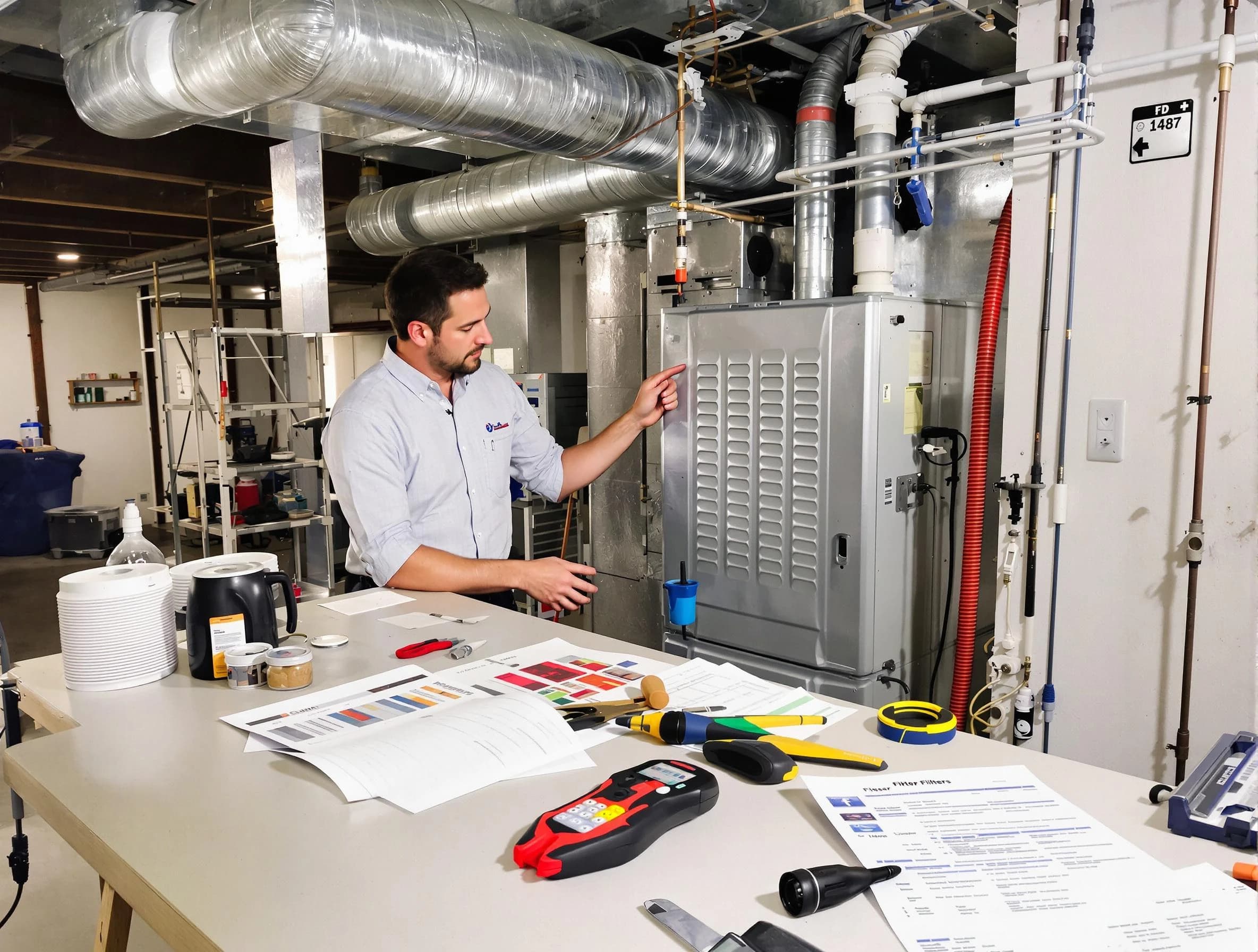 Heber Air Duct Cleaning inspector conducting detailed filter system evaluation using professional diagnostic tools in Heber