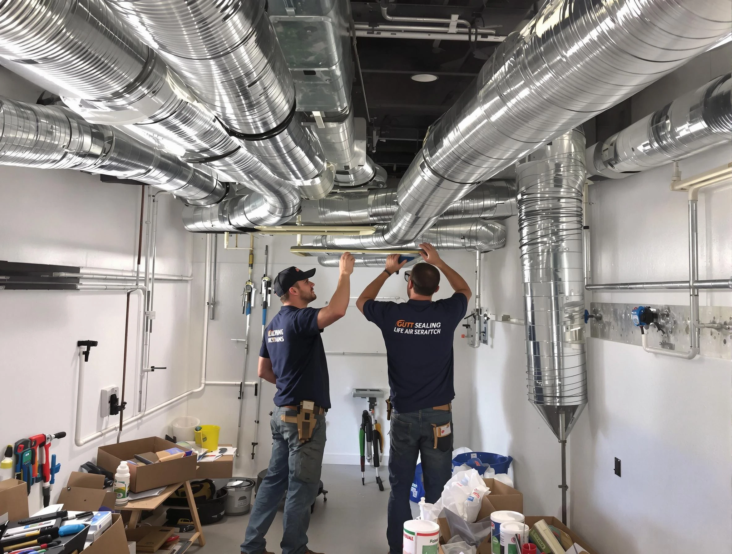 Heber Air Duct Cleaning technician applying professional duct sealing solutions in Heber
